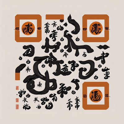Ink Calligraphy Enso Brush QR Code Art