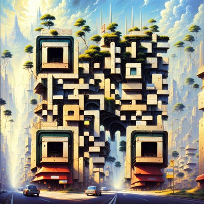 Фантастический город из поставленных блоков: QR-код