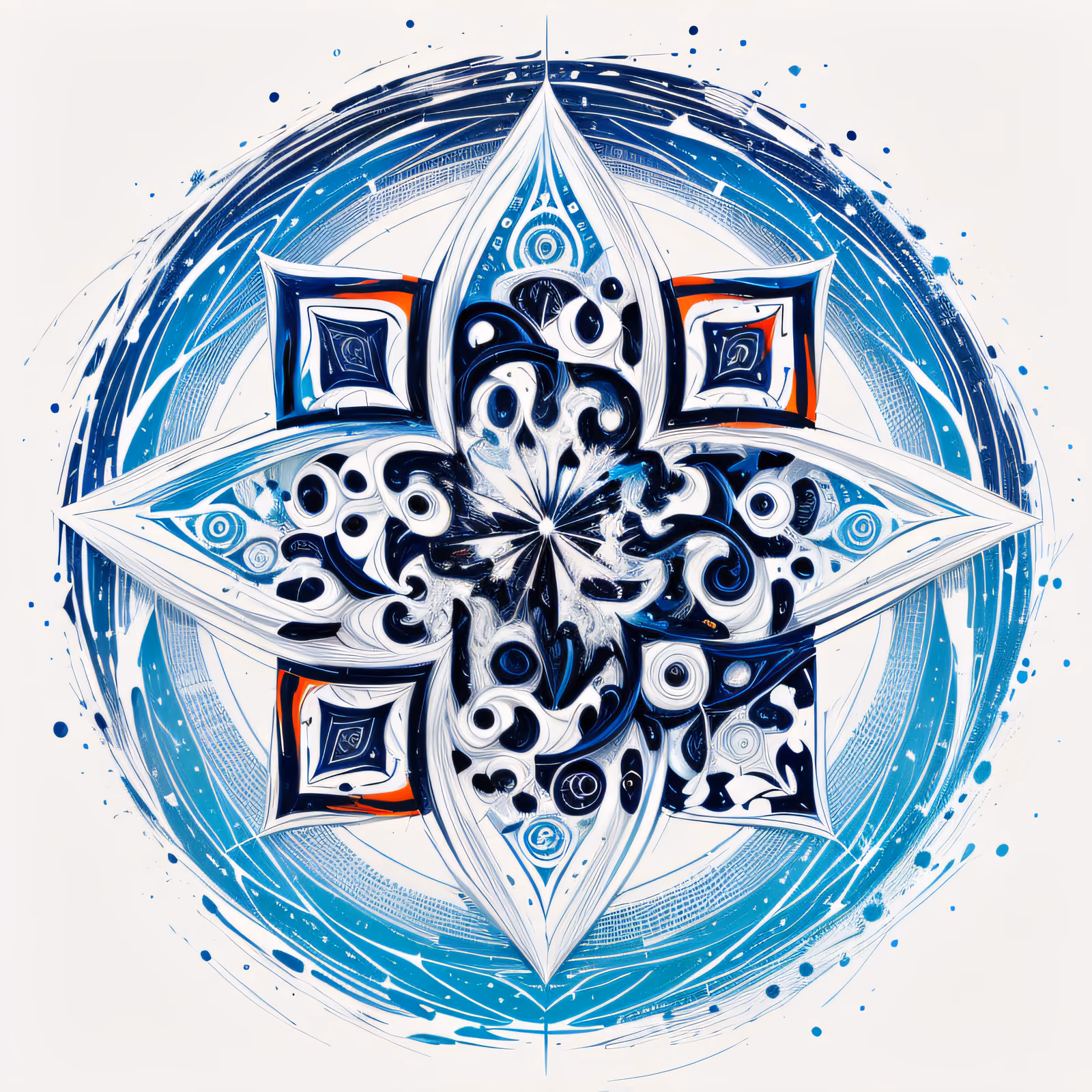 Blue Star Mandala Acrylic QR Code Art — image 1