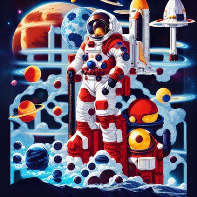 Astronaut Among Planets Vector Outer Space QR Code for Posters