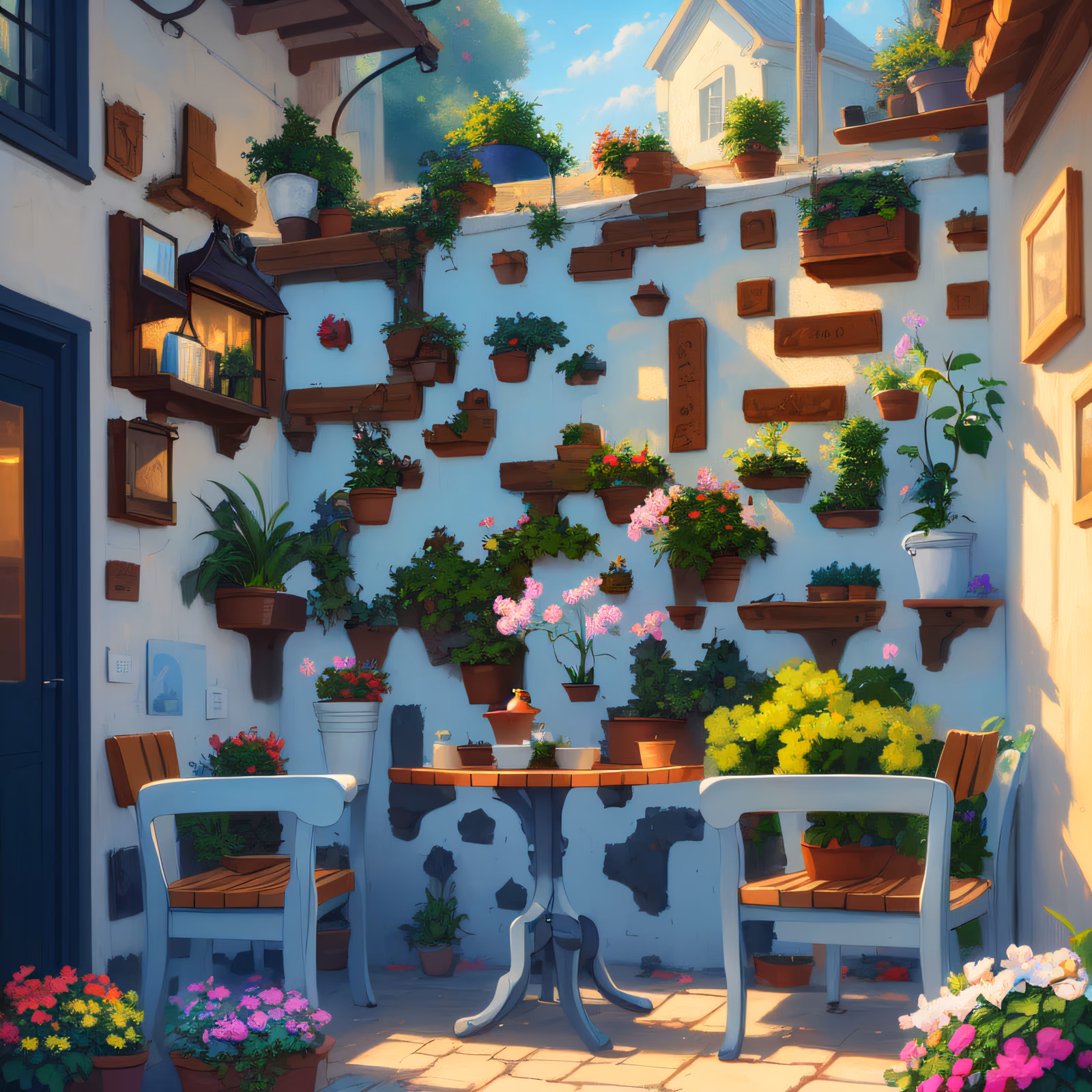 Sunlit Flower Patio Digital Painting QR Code Art — image 1