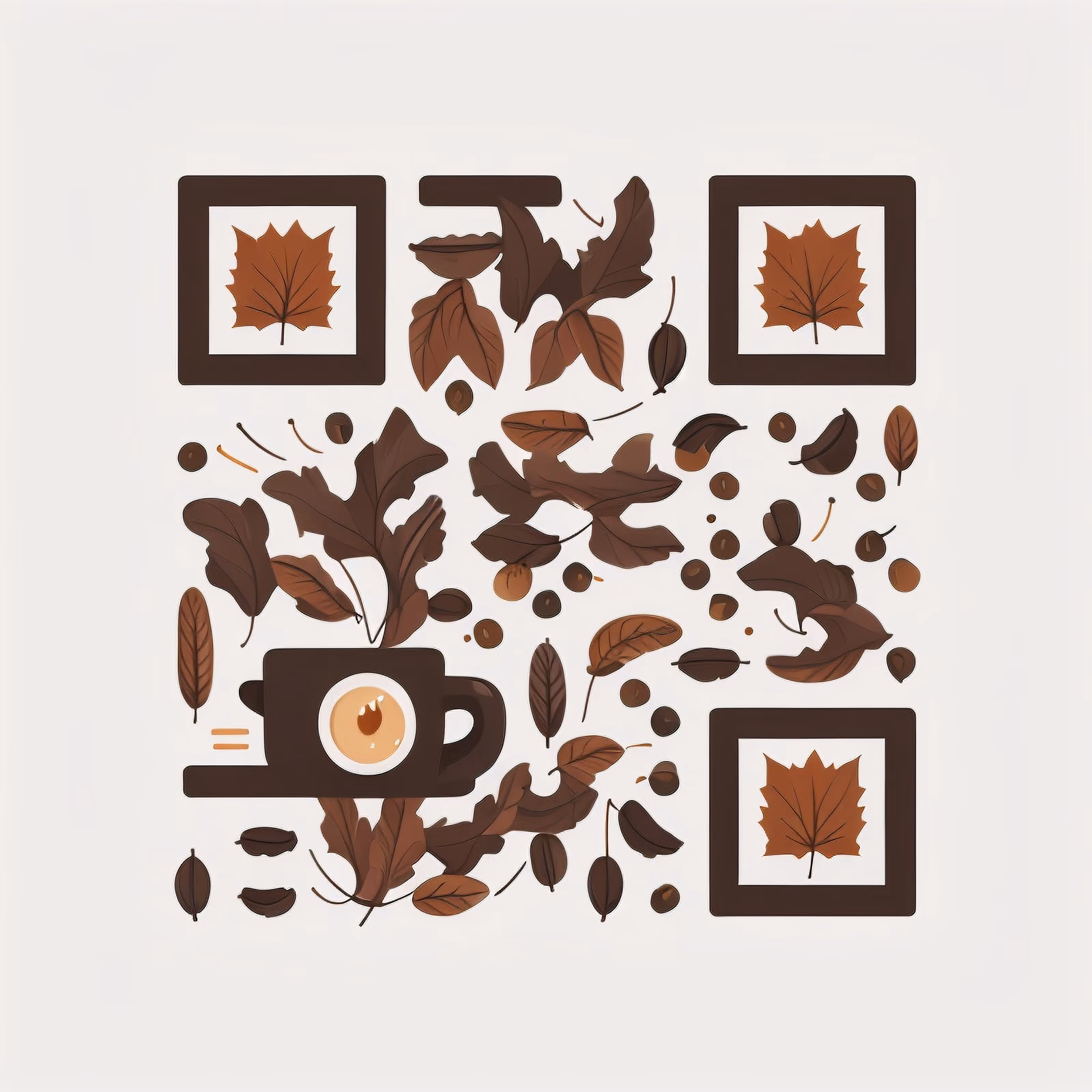 Autumn Leaves and Coffee Vector QR Code for Packaging — image 1