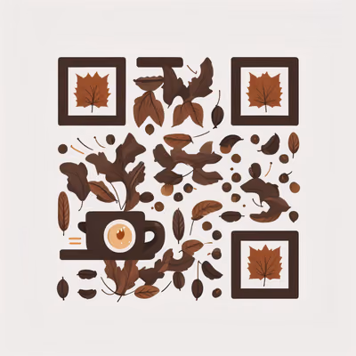 Autumn Leaves and Coffee Vector QR Code for Packaging — image 1