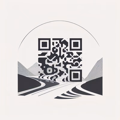 Winding Road Mountain Line Art QR Code for Tattoos — image 1