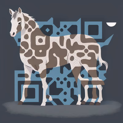 Пятнистая лошадь в плоской векторной графике, QR-код для постеров — изображение 1