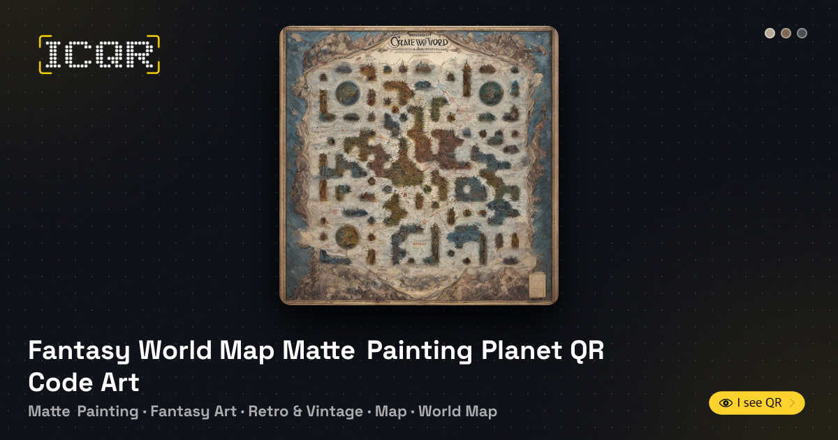 Fantasy World Map Matte Painting Planet QR Code Art • ICQR