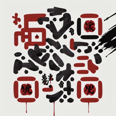 Kanji Seal Ink Calligraphy QR Code for Posters