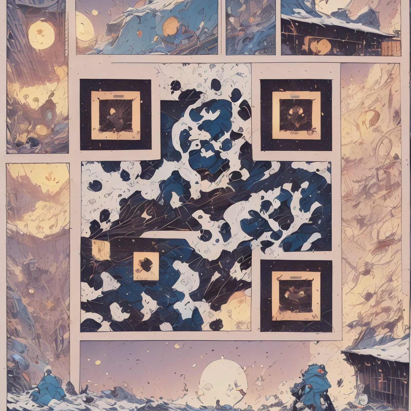 Snowy Comic Panels Graphic Novel QR Code for Book Covers — image 1