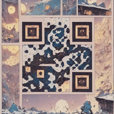 Snowy Comic Panels Graphic Novel QR Code for Book Covers