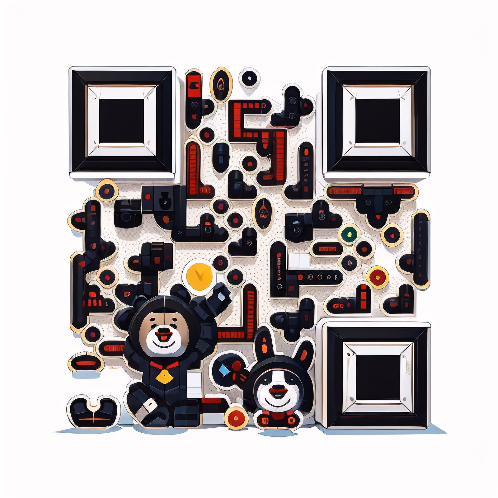 Teddy Bear Building Blocks Vector QR Code for Stickers — image 1