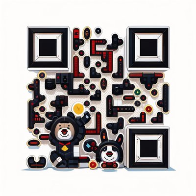 Teddy Bear Building Blocks Vector QR Code for Stickers