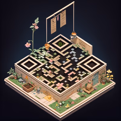 Изометрический диорама-сад флориста: QR-код для постеров — изображение 1
