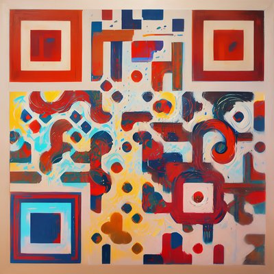 Red Yellow Blue Abstract Painting QR Code Art