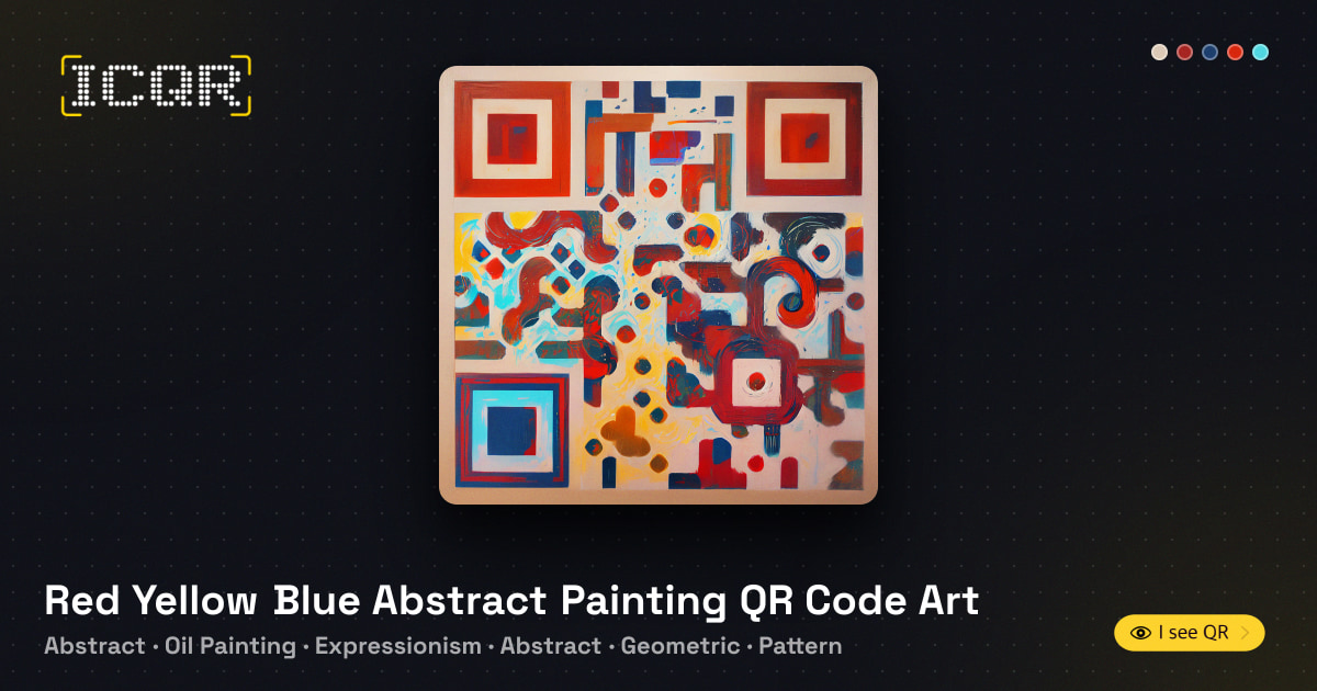 Red Yellow Blue Abstract Painting QR Code Art • ICQR