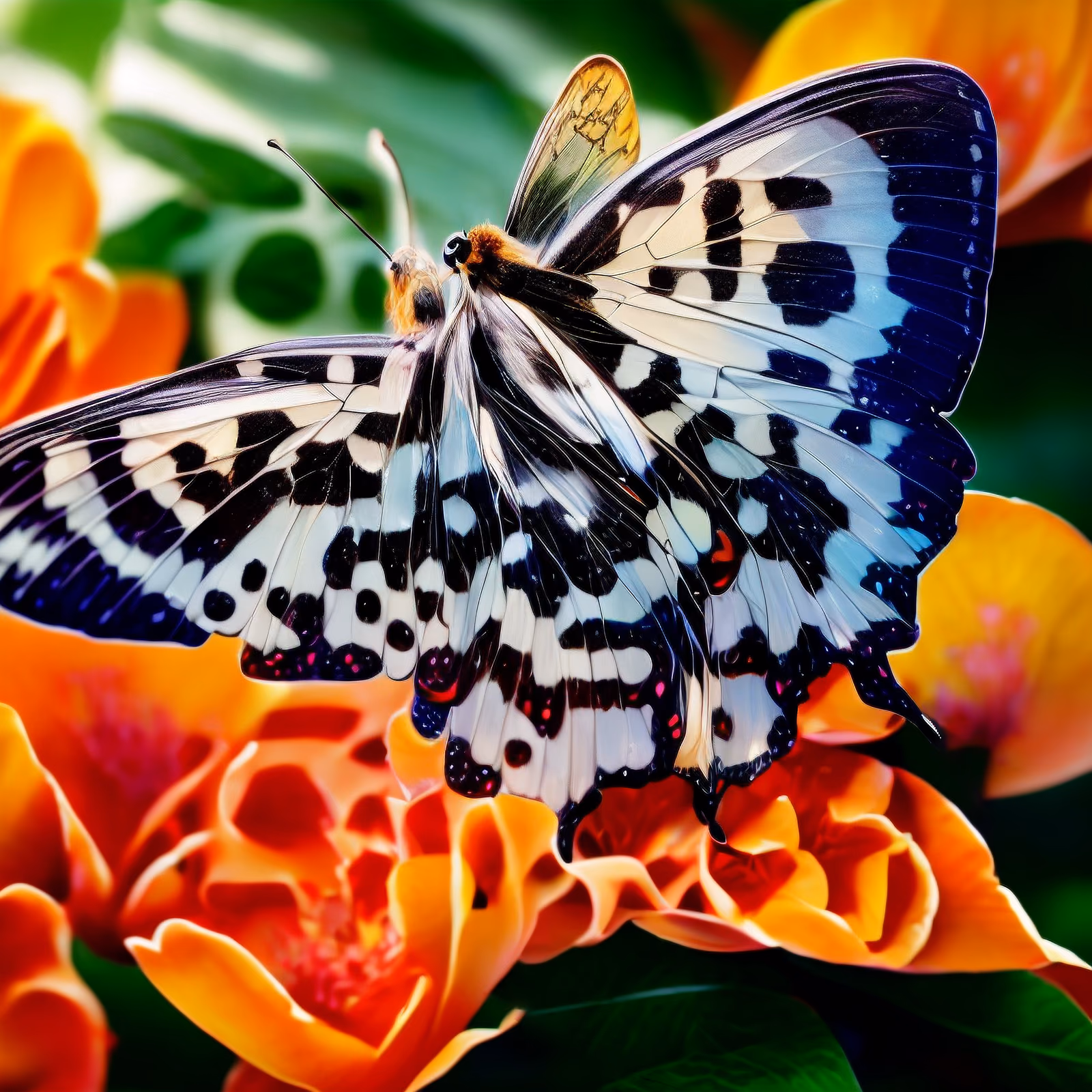 Butterfly on Orange Flowers Photorealistic QR Code Art — image 1