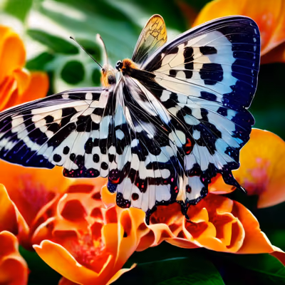 Butterfly on Orange Flowers Photorealistic QR Code Art — image 1