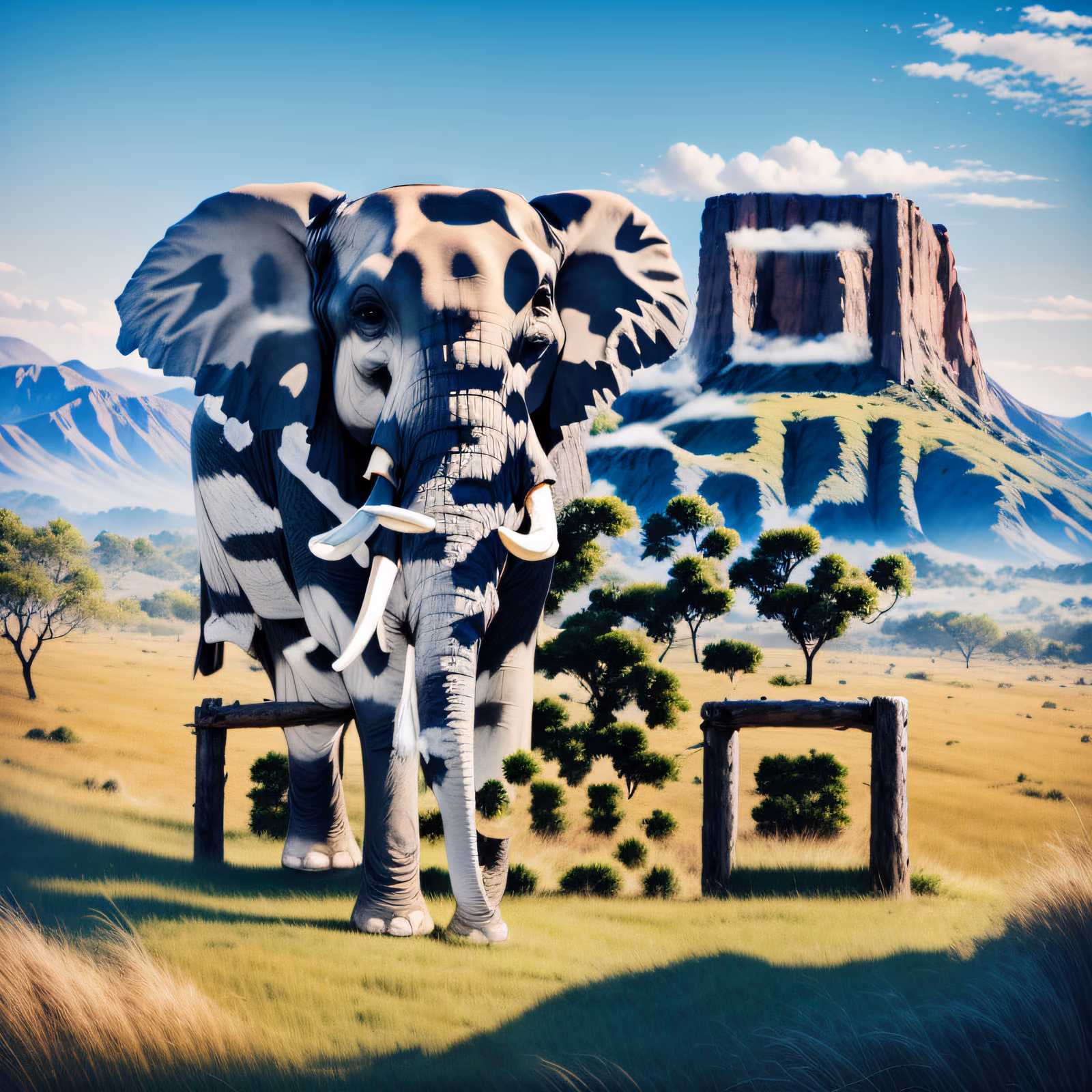 Savanna Elephant Mountain Landscape QR Code for Posters — image 1