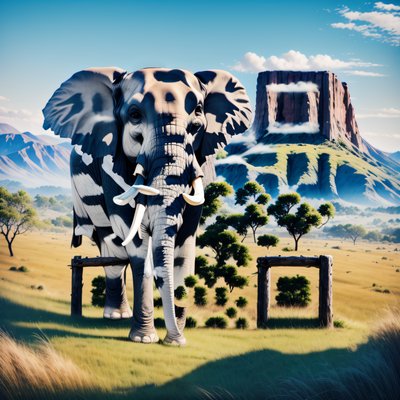 Savanna Elephant Mountain Landscape QR Code for Posters