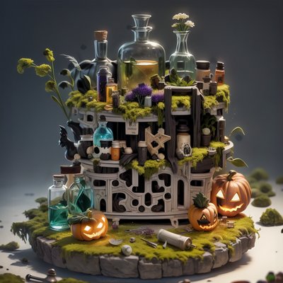 Halloween Potion Apothecary 3D QR Code for Posters