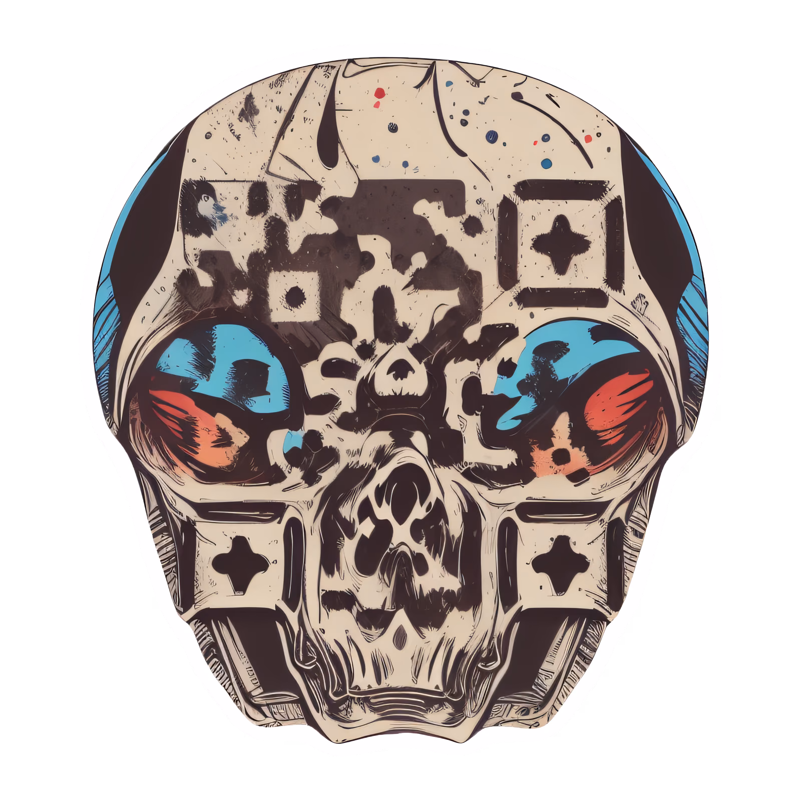 Alien Skull Vector Ink QR Code for Stickers — image 1