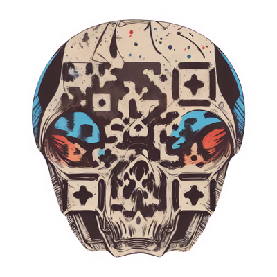 Alien Skull Vector Ink QR Code for Stickers — image 1