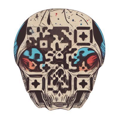 Alien Skull Vector Ink QR Code for Stickers