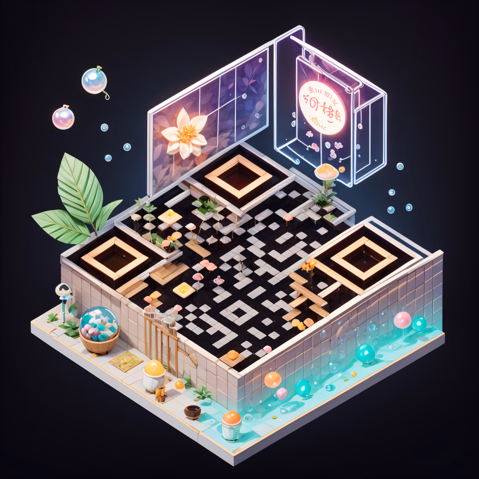 Isometric Bubble Tea Stand QR Code for Table Tents — image 1