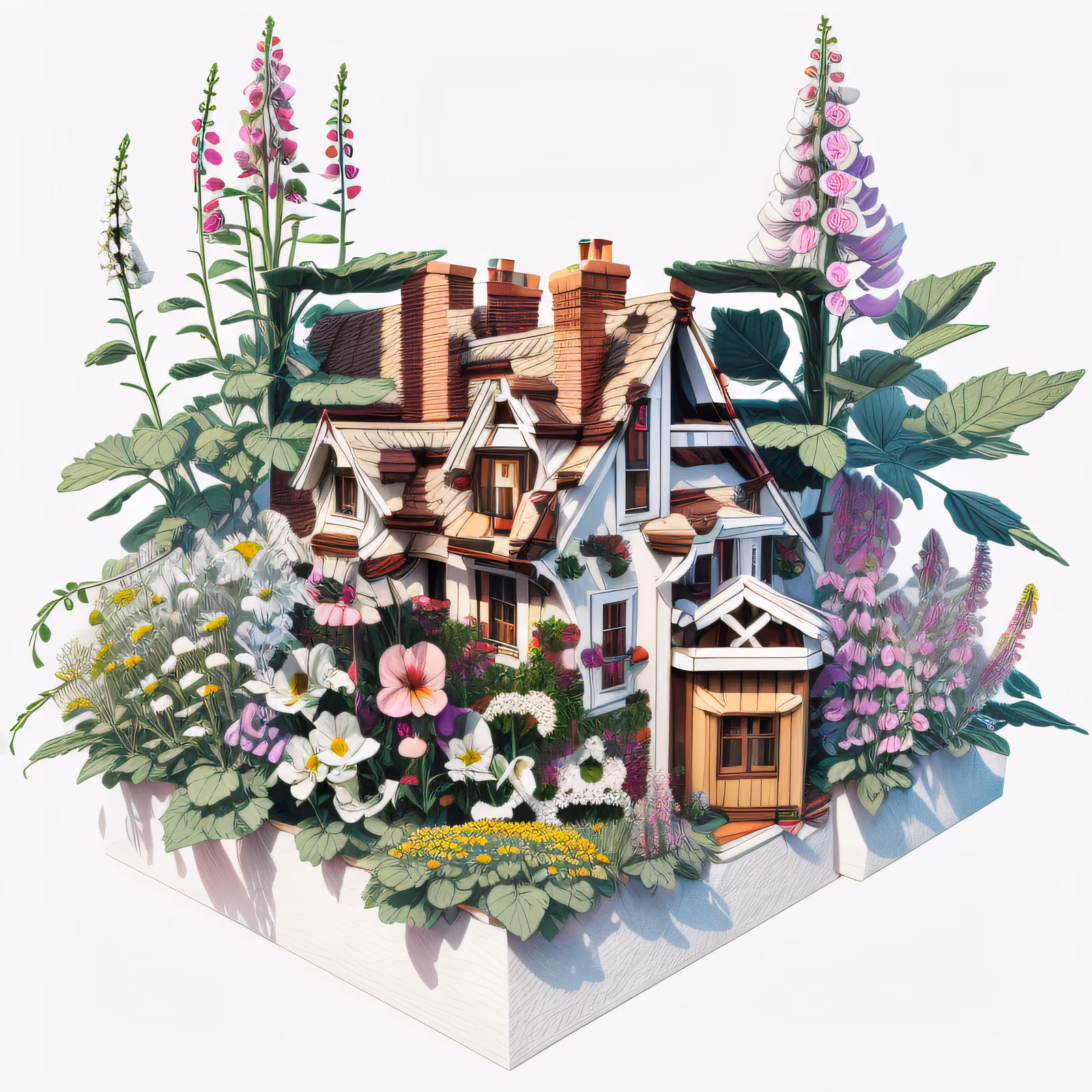 Cottage Garden Isometric 3D QR Code Art — image 1