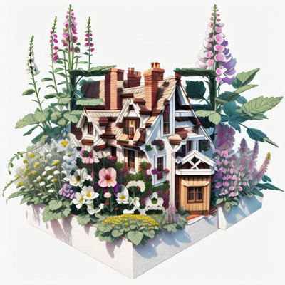 Cottage Garden Isometric 3D QR Code Art
