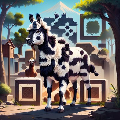 Spotted Llama Zoo Digital Painting QR Code Art