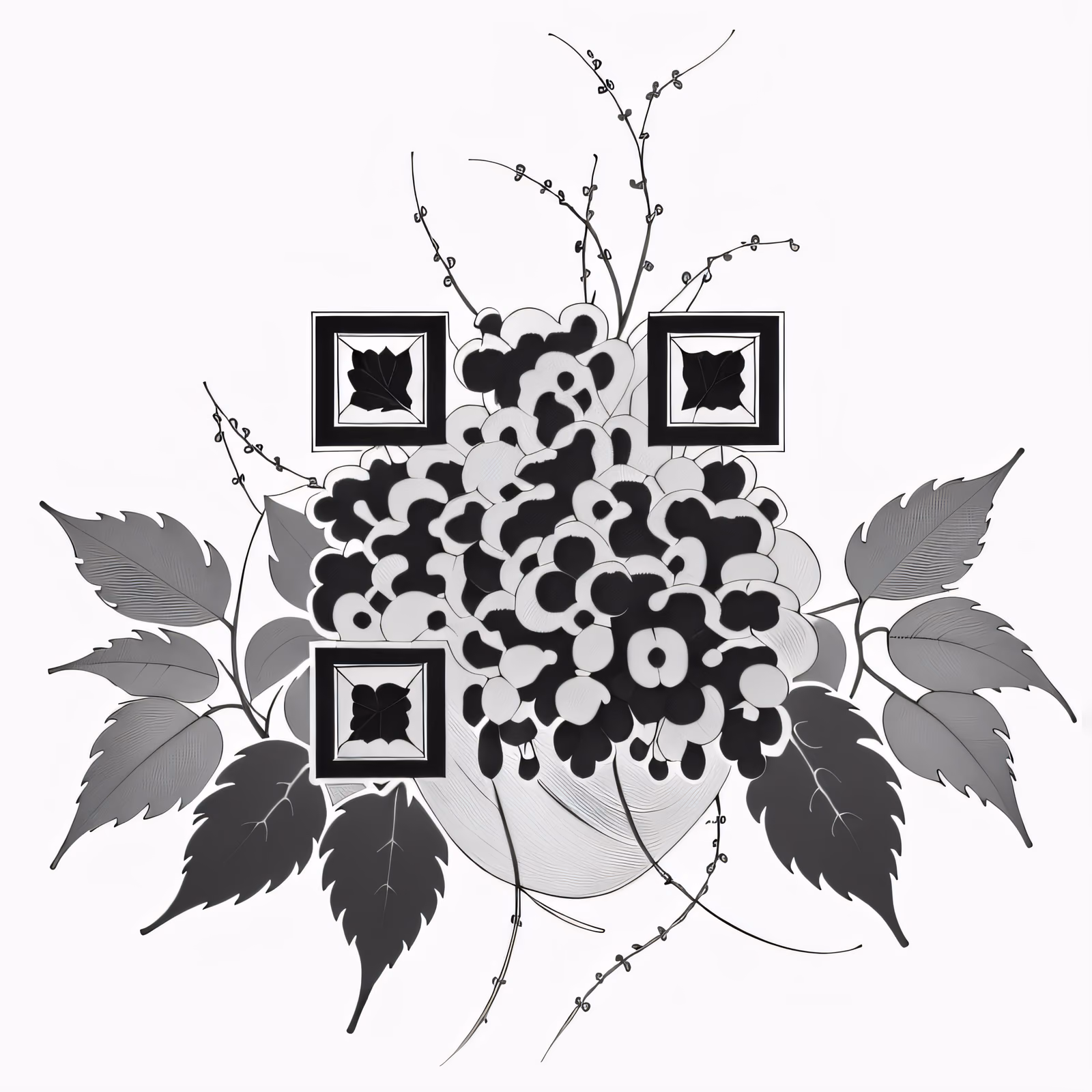 Grape Cluster Ink Tattoo QR Code for Temporary Tattoos — image 1
