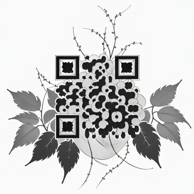 Grape Cluster Ink Tattoo QR Code for Temporary Tattoos