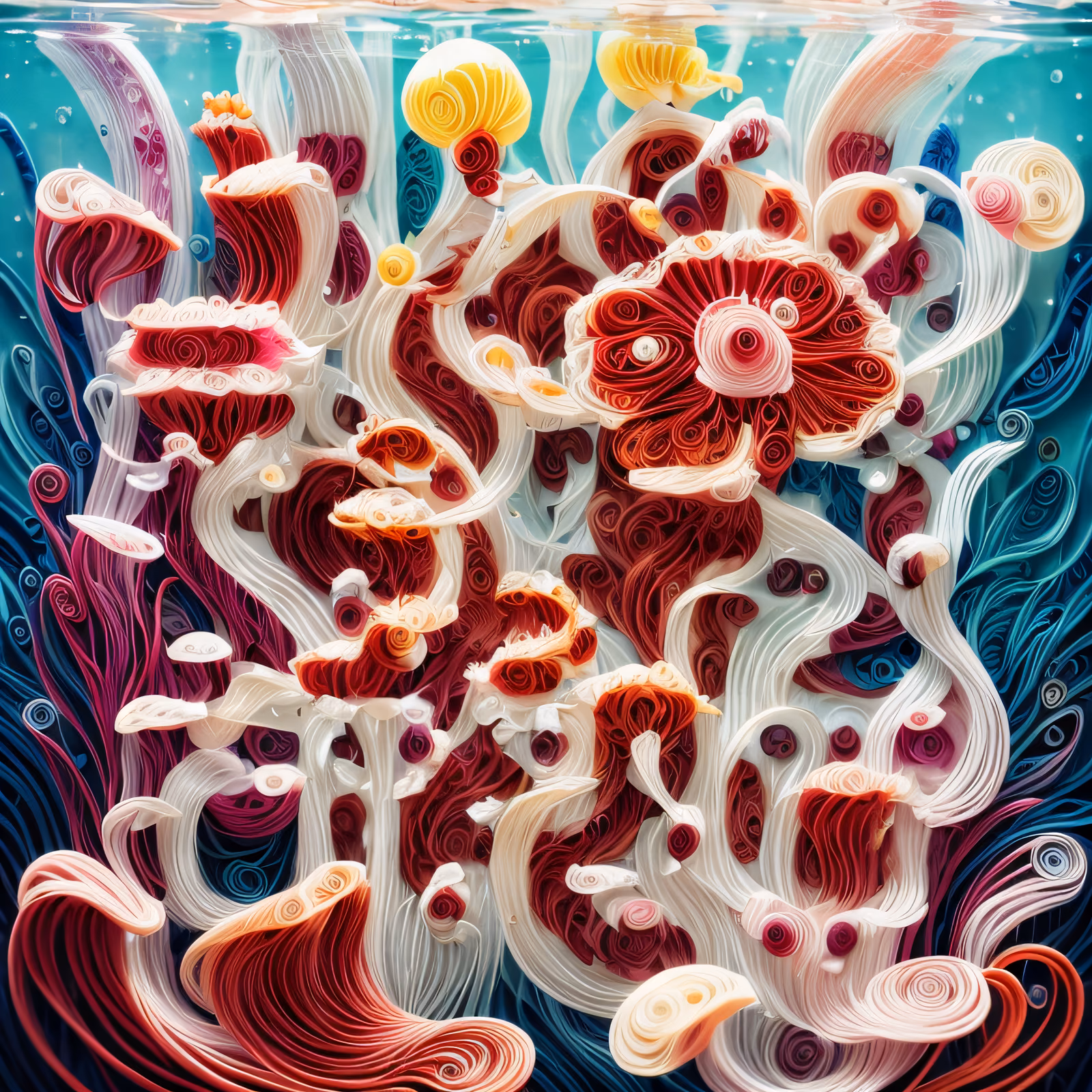 Quilled Paper Jellyfish Underwater QR Code Art — image 1