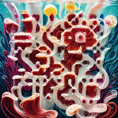 Quilled Paper Jellyfish Underwater QR Code Art