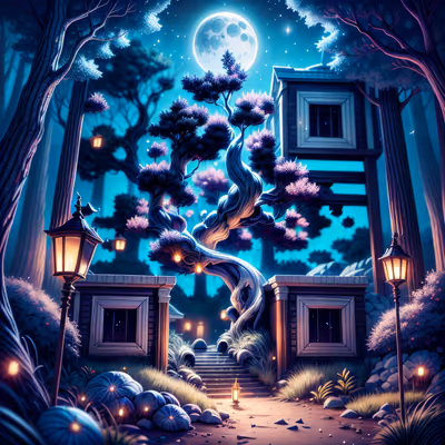 Moonlit Fairy Tree Fantasy QR Code for Posters — image 1