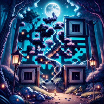 Moonlit Fairy Tree Fantasy QR Code for Posters