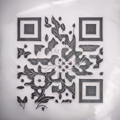 Monochrome Floral Tattoo Style QR Code for Temporary Tattoos — image 1
