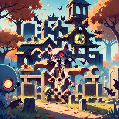 QR-код в стиле игрового арта: кладбище зомби для постеров — изображение 1