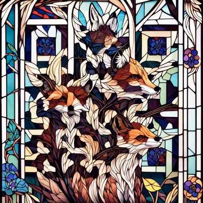 Foxes Stained Glass Window QR Code Art — image 1