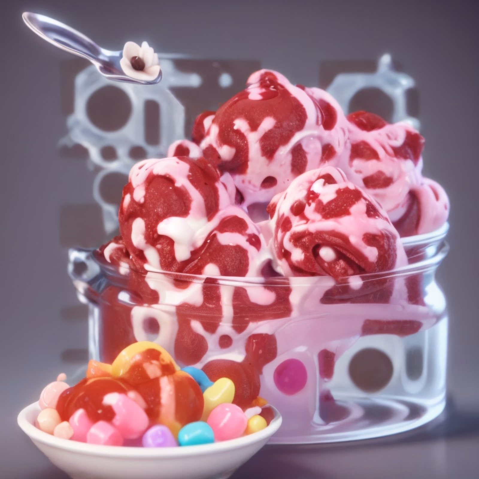 3D QR-код с мороженым и конфетами для меню ресторана — изображение 1