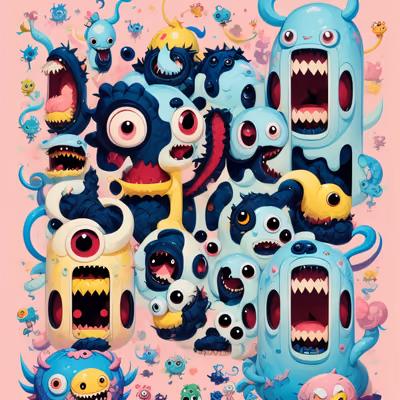 Colorful Cartoon Monsters Graffiti QR Code for Posters — image 1