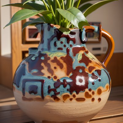 Glazed Pottery Jug Photo QR Code Art