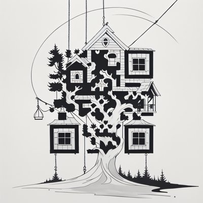 Treehouse Ink Drawing QR Code Art