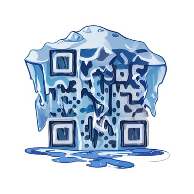 Тающий ледяной блок: векторный QR-код для наклеек