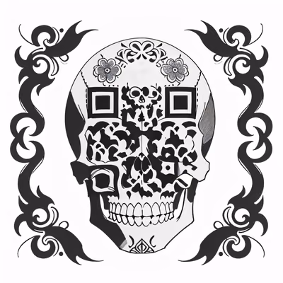 Lace Patterned Skull Tattoo QR Code for Temporary Tattoos — image 1