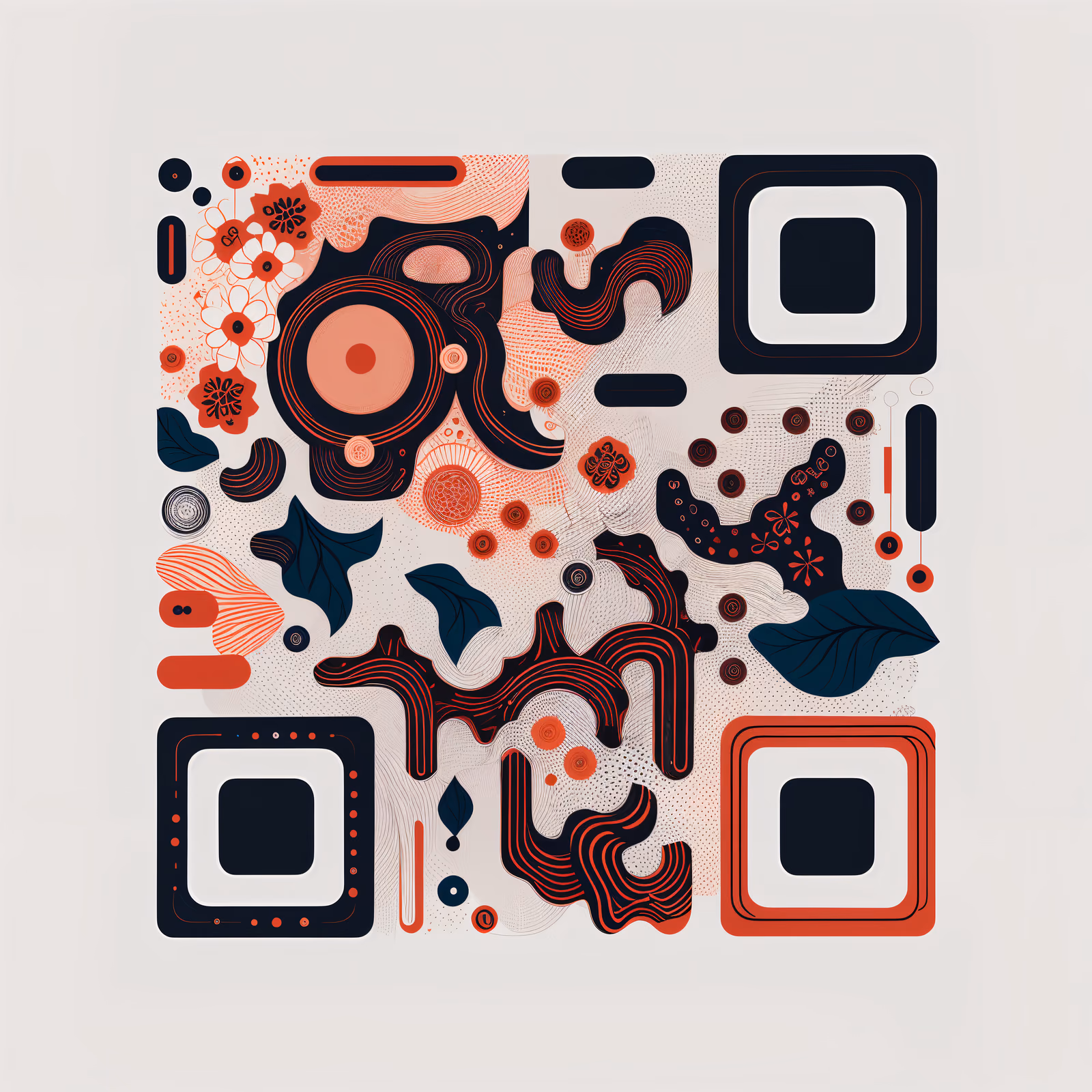 Абстрактный цветочный дудл: векторный QR-код для упаковки — изображение 1