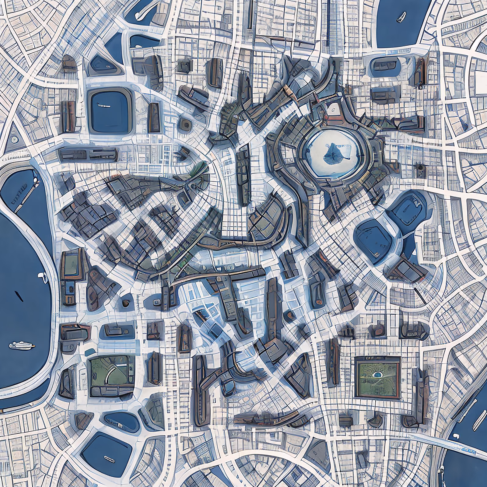 City Street Map Blueprint QR Code Art — image 1