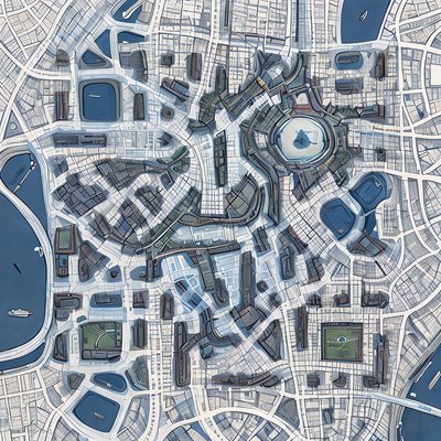 City Street Map Blueprint QR Code Art