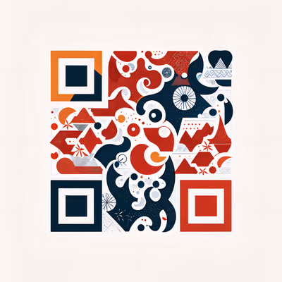 Красно-синий орнамент: QR-код для упаковки — изображение 1