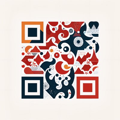 Red Navy Ornamental Pattern QR Code for Packaging